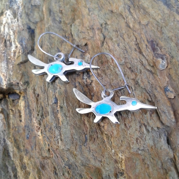 Sterling Silver Vintage Roadrunner EARRINGS - Picture 4 of 7